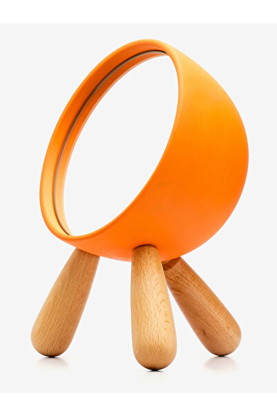 Decorative Desktop Makeup Mirror Orange Color Mirror with Legs Table Mirror Minimalist Design