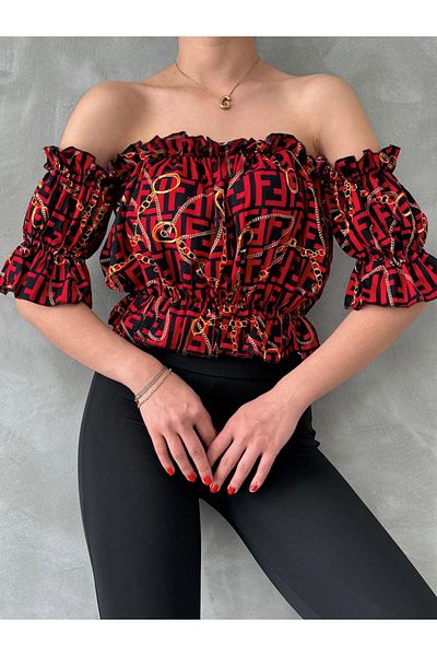 oshebu Women's Rubber Detailed Madonna Blouse