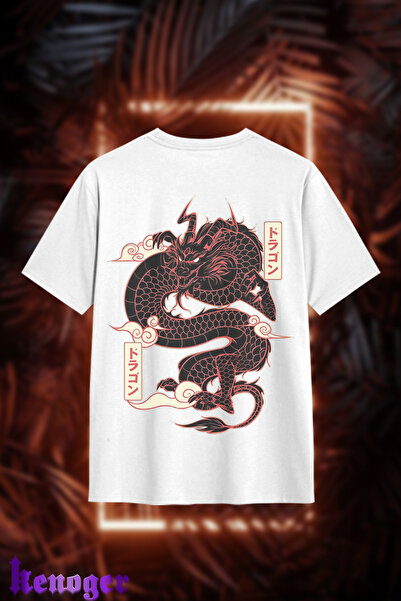 kenoger Ουνισέξ Όβερσάιζ - Μπλουζάκι με στάμπα δράκου