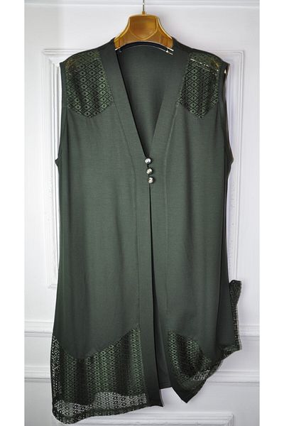 elma abone Plus Size Laced Pene Vest