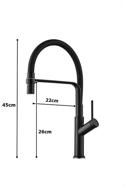 Elya Black Ferre Flexible Pipe Sink Faucet