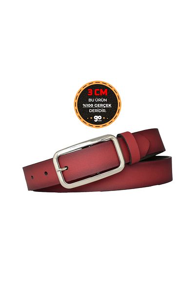 GoDeri 100% Γνήσιο Δέρμα, Ασημένια Πόρπη Yavruağzı 3 cm Γυναικεία Ζώνη, Ζώνη Παντελονιού, Ζώνη Σορτς 3cmkdn50