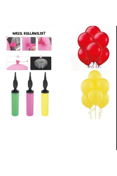 PartAntalya Yellow Red 100-Piece Blon and Balloon Chain Set - Gift Pump