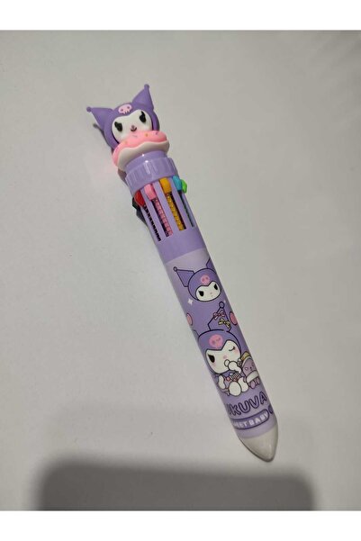 SANRIO 10 Renk Bir Arada Tükenmez Kalem Kuromi Desenli