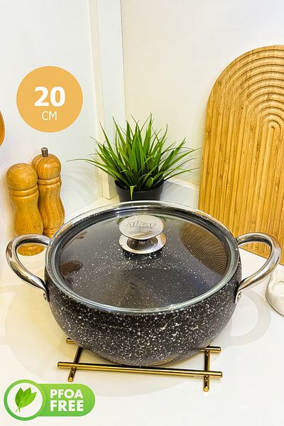 FİTHOME 20 CM Ultra Granite Coating Can Enter The Oven Crush Deep Pot