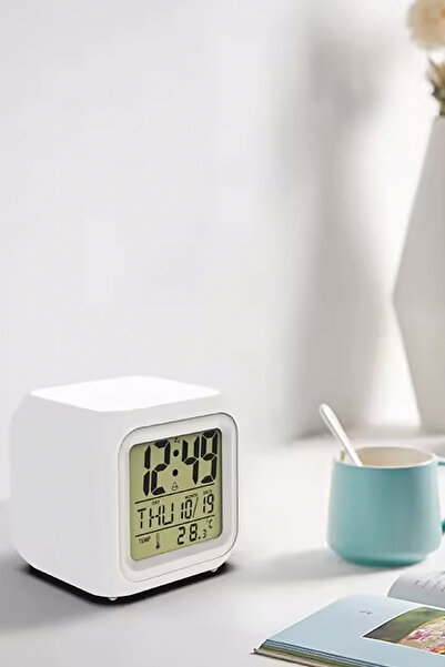 Genel Markalar 7 Renk Değiştiren Çocuk Odası Alarmlı Dijital Küp Çalar Saat T...
