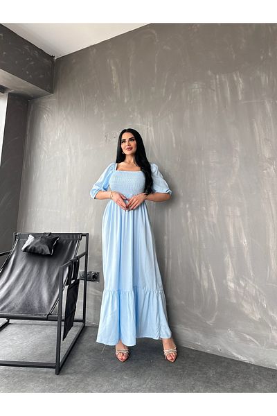 kamacibutik Rochie de vară de culoare uni cu mâneci pepene verde (SE COMPATIBILĂ MĂRIME STANDARD S/M/L/XL)