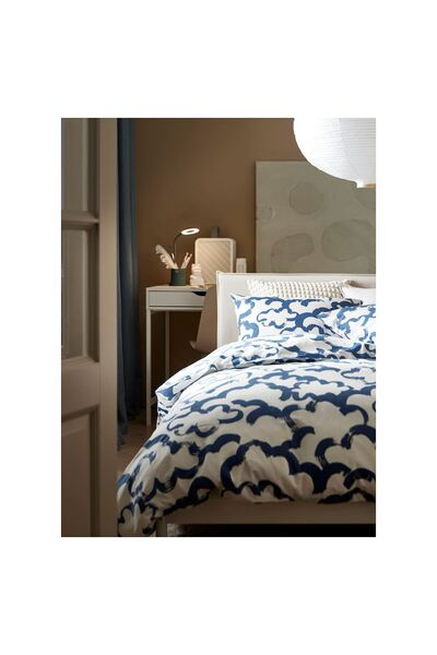IKEA çift kişilik nevresim seti, beyaz-mavi, 240x220/50x60 cm Tatlı Rüyalar!