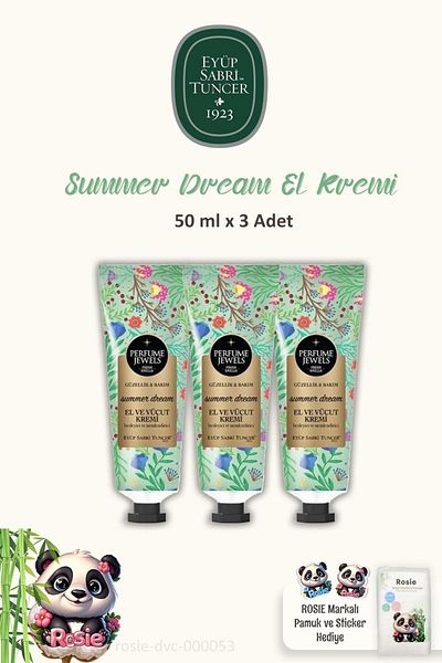 Eyüp Sabri Tuncer Hand Cream and Rose Cotton 3-Pack Perfume Jewels - Summer Dream 50ml
