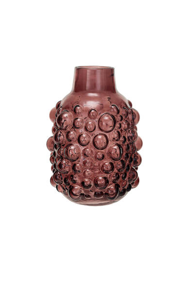 Warm Design Mor Kabartmalı Noktalı Cam Vazo