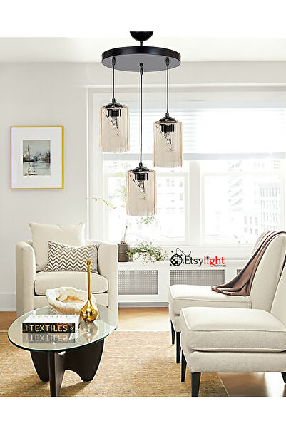 Etsylight , Adore 3 Bal Köpüğü Cam Avize, Salon Avize