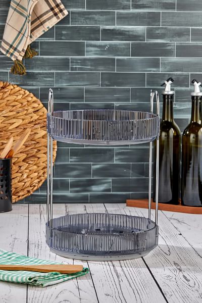 Vienev Anthracite 2-Tier Swivel and Spice Organizer - Kitchen Organizer
