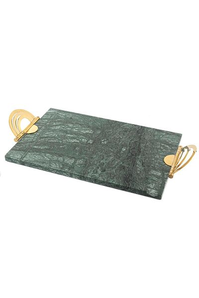 Mikasa Moor Gold Iron Large Green Marble Tray 45x22x2cm