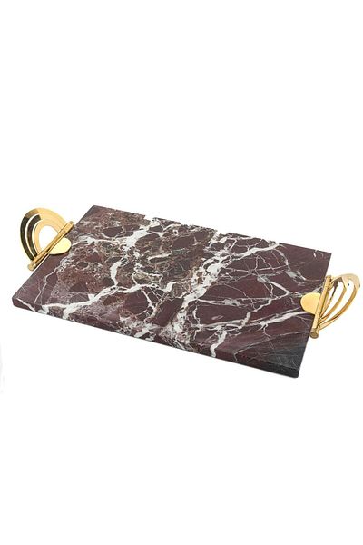 Mikasa Moor Gold Iron Large Claret Red Marble Tray 45x22x2cm