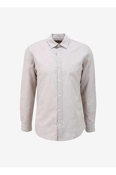 Jack & Jones Men's Slim Fit Cream Shirt - JELINEN BLEND LS SN