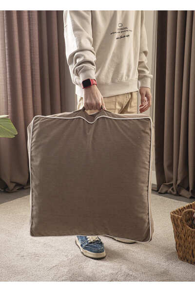 Ottoson Çok Amaçlı Fitilli Kadife Yer Bahçe Minderi Fermuarlı İç Dolgulu Yıkanabilir 60x60