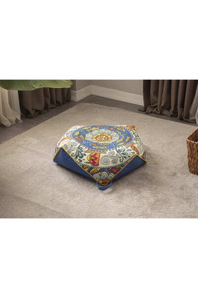 Ottoson Çok Amaçlı Geometrik Keten Yer Bahçe Minderi Fermuarlı İç Dolgulu Yık...