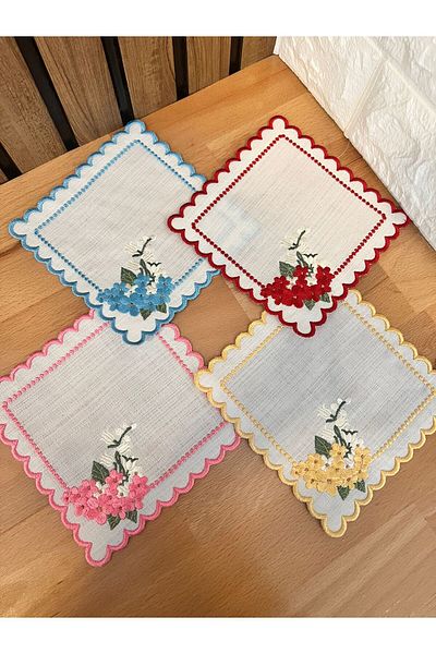 Nakışkonsept Spring Branch Embroidered 4-Piece Cocktail Pecete