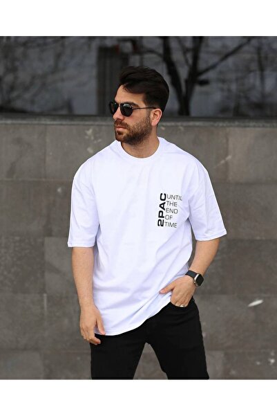 Tex Republic Tricou oversize unisex alb cu imprimeu 2PAC