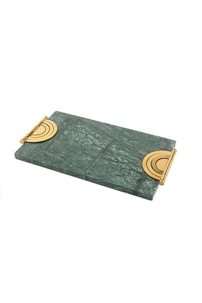 Mikasa Moor Gold Iron Small Green Marble Tray 42x18x2cm
