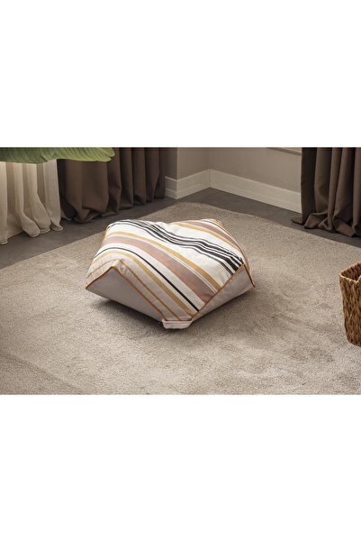 Ottoson Çok Amaçlı Geometrik Keten Yer Bahçe Minderi Fermuarlı İç Dolgulu Yıkanabilir 60x60