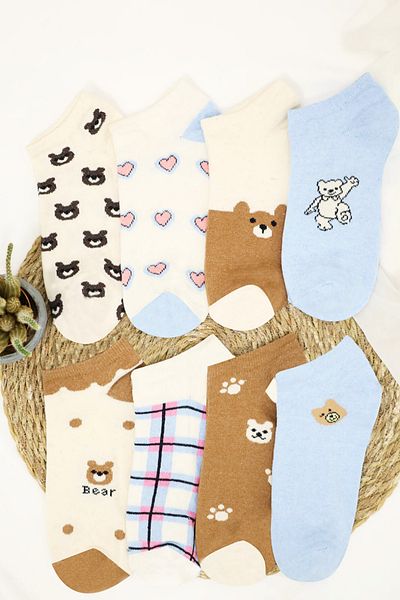 KRAL SOCKS 8 чифта дамски чорапи Trend Специални шарени къси летни чорапи
