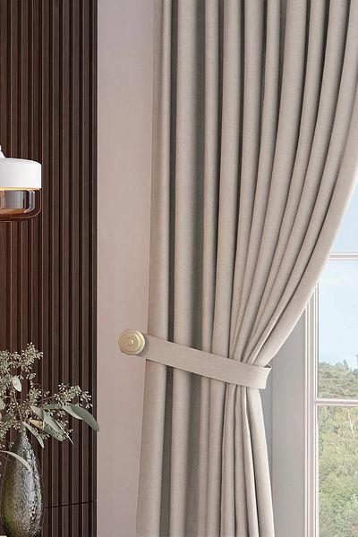 Selerteks Home Stone Linen Background Original Cotton Extra-forced (No Pleat) Curtain
