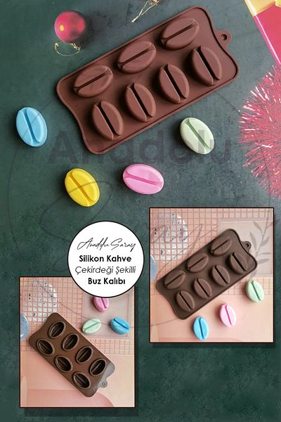 Anadolu Saray Practical Silicone Coffee Bean Shape Ice Mold |   Coffee Bean Shaped Chocolate Candy Ice Mold