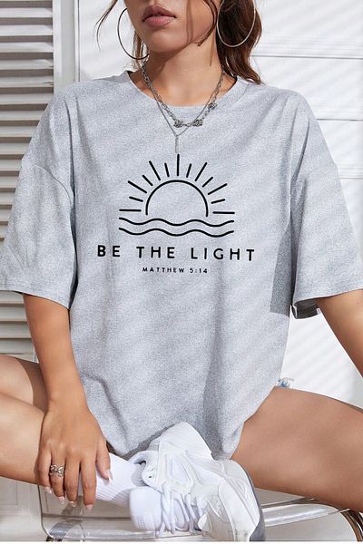 MODAGEN Unisex γκρι μπλουζάκι με λαιμόκοψη Sunny Printed Oversize