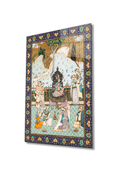 Rosyvien Pictură din sticlă în miniatură Regele distracției, artă persană din...