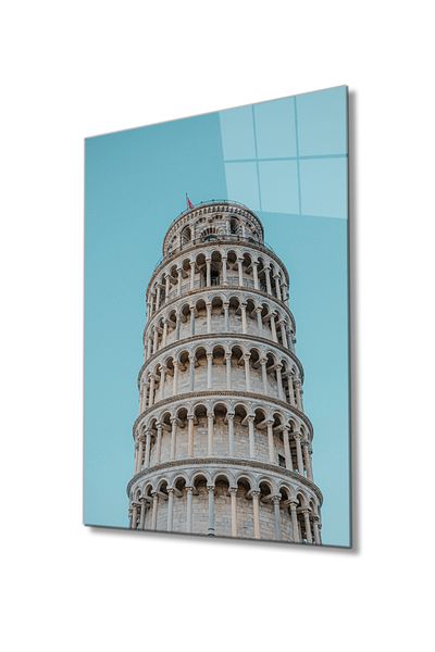 Rosyvien Italia Turnul din Pisa Tablou din sticlă, peisaj arhitectural, decor de perete pentru biroul de acasă, cadou, sticlă temperată rezistentă la spargere