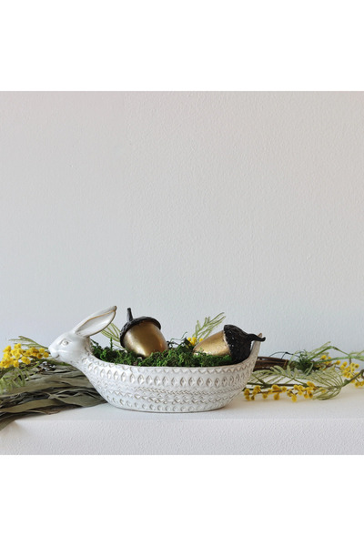 Warm Design Embossed Ceramic Rabbit Bowl