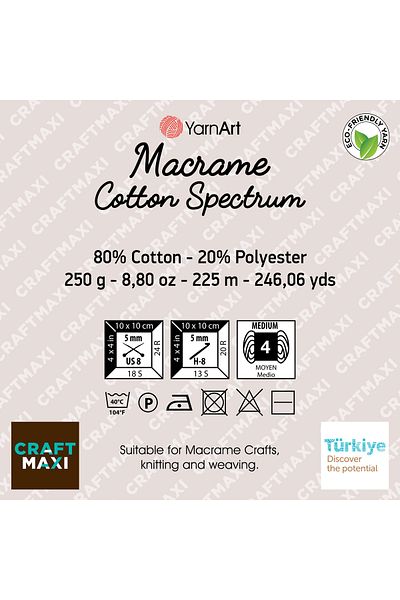 Yarnart Μακραμέ Μαρμάρινο Χειροποίητο Νήμα Πλεξίματος - Macrame Cotton Spectrum 1325 250gr