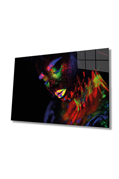 Rosyvien Šareni portret žene sa svetlucavim efektom, staklena slika, dekoraci...