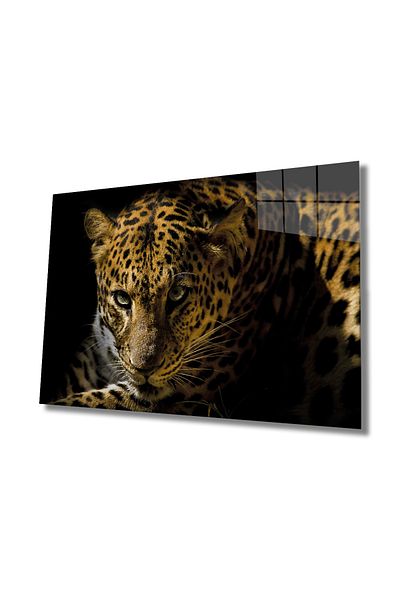 Rosyvien Γυάλινος πίνακας Leopard Animal Portrait, Wild Nature Landscape, Διακόσμηση τοίχου γραφείου σπιτιού, σκληρυμένο γυαλί δώρου