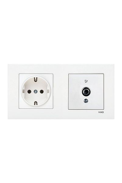 VİKO Viko Karre White Set of 2 Grounded Socket and F Connector Satellite Socket Set