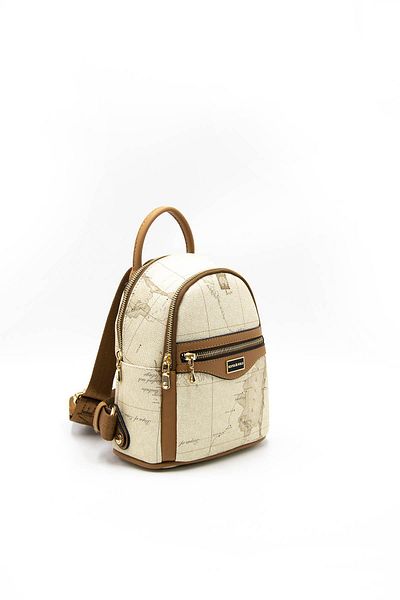 Silver Polo Ασημί & Polo Dark Beige - A.Taba SP983 Γυναικείο σακίδιο πλάτης