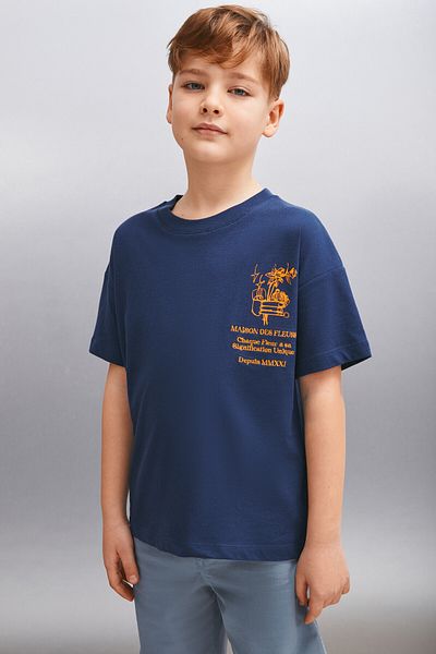 GRIMELANGE Marineblaues T-Shirt für Herren - DAVY