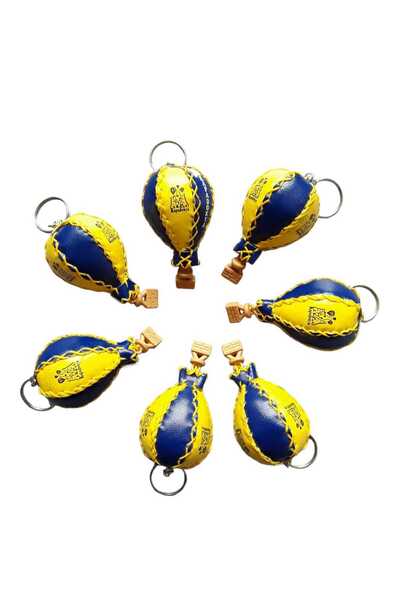 kapadokyahediyelik Kapadokya Deri Balon Anahtarlık Sarı-Lacivert  (2) Adet
