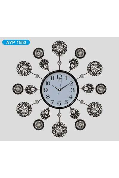 Galaxy Ayp 1553 Oval Papatya Desenli Ferforje Taşlı Duvar Saati
