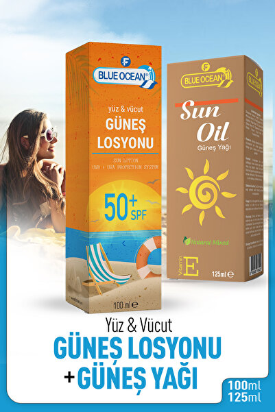 Blue Ocean 50 Faktör Güneş Kremi + Güneş Yağı Seti