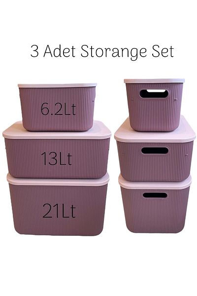 Bayev 3 τεμάχια PURPLE 6,2-13-21Lt Storage Organizer ντουλαπιών πολλαπλών χρήσεων, κουτί αποθήκευσης