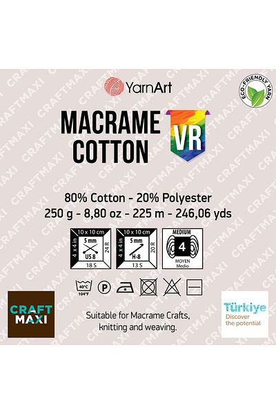 Yarnart Κορδόνι Macrame 3 mm Vr - Μακραμέ Χειροποίητο Νήμα Ebruli-916