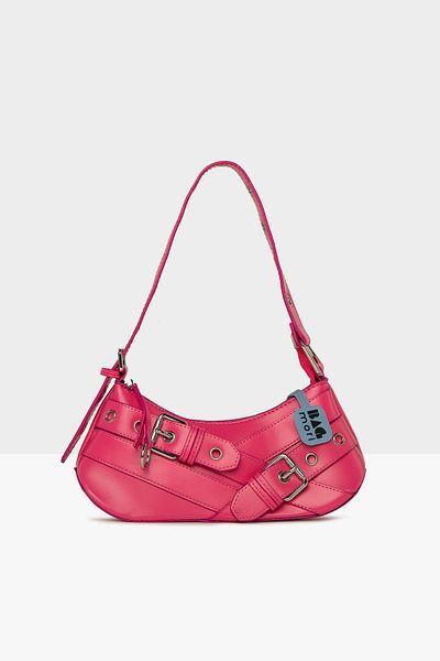 Bagmori Fuchsia Women's Belt Accessory Strap Detailed Baguette Bag M000008449