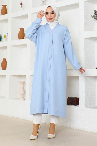 MARFİM Cardigan de in pentru femei - șapcă hijab cu nasturi