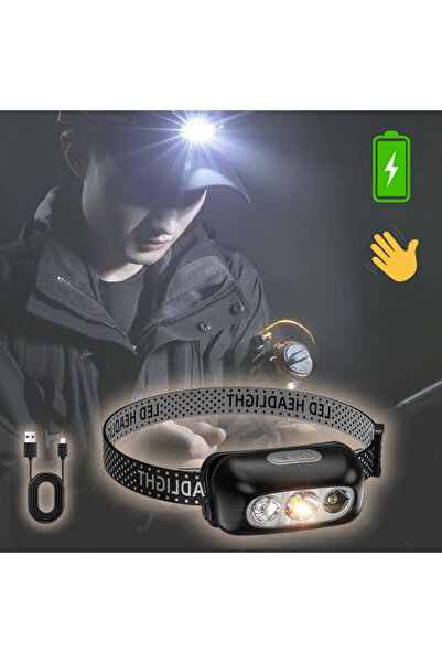 DEKOHOP Sensörlü Kafa Lambası Kamp Balıkçılık ve Günlük Yaşam Şarjlı Led Işık
