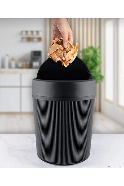 METALAY Tezgah Üstü 4.2 Lt Akrilik Çöp Kovası SİYAH