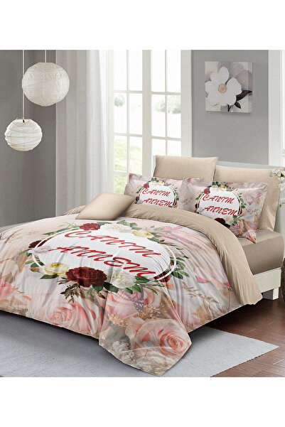 MonoHome Set cuvertură de pat dublă din satin 100% bumbac cu cearșafuri elast...