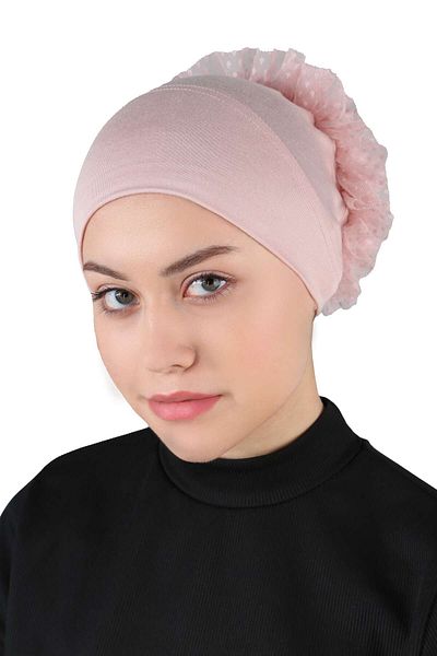 Ecardin Powder Color Knob and Laced Bandana Bonnet - St 610