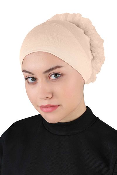 Ecardin Light Mink Knob Bandana Bonnet - Laced, St 610
